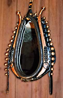 Horse Collar Mirror with brass knobs & sleigh bells